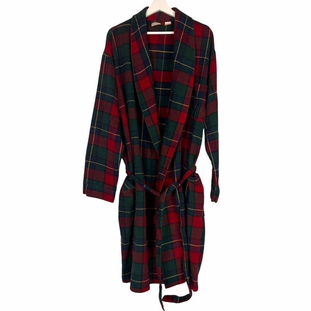 LL Bean XL Plaid Robe Red Green
